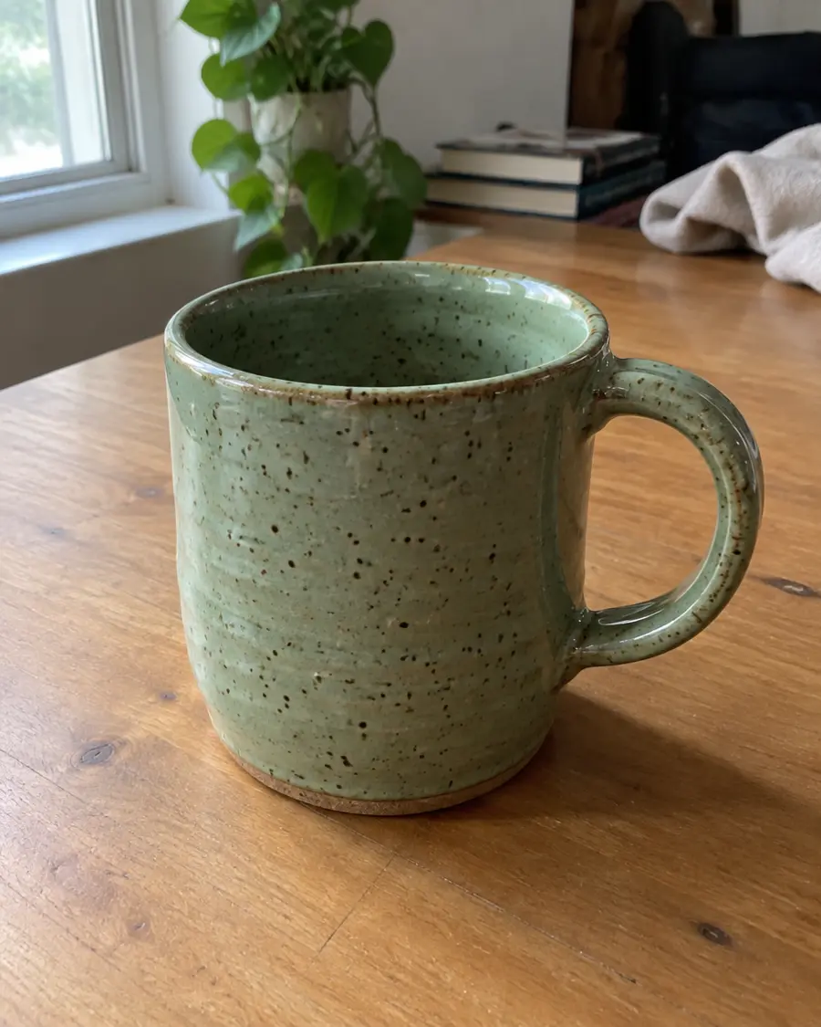 Phone photo of a ceramic mug